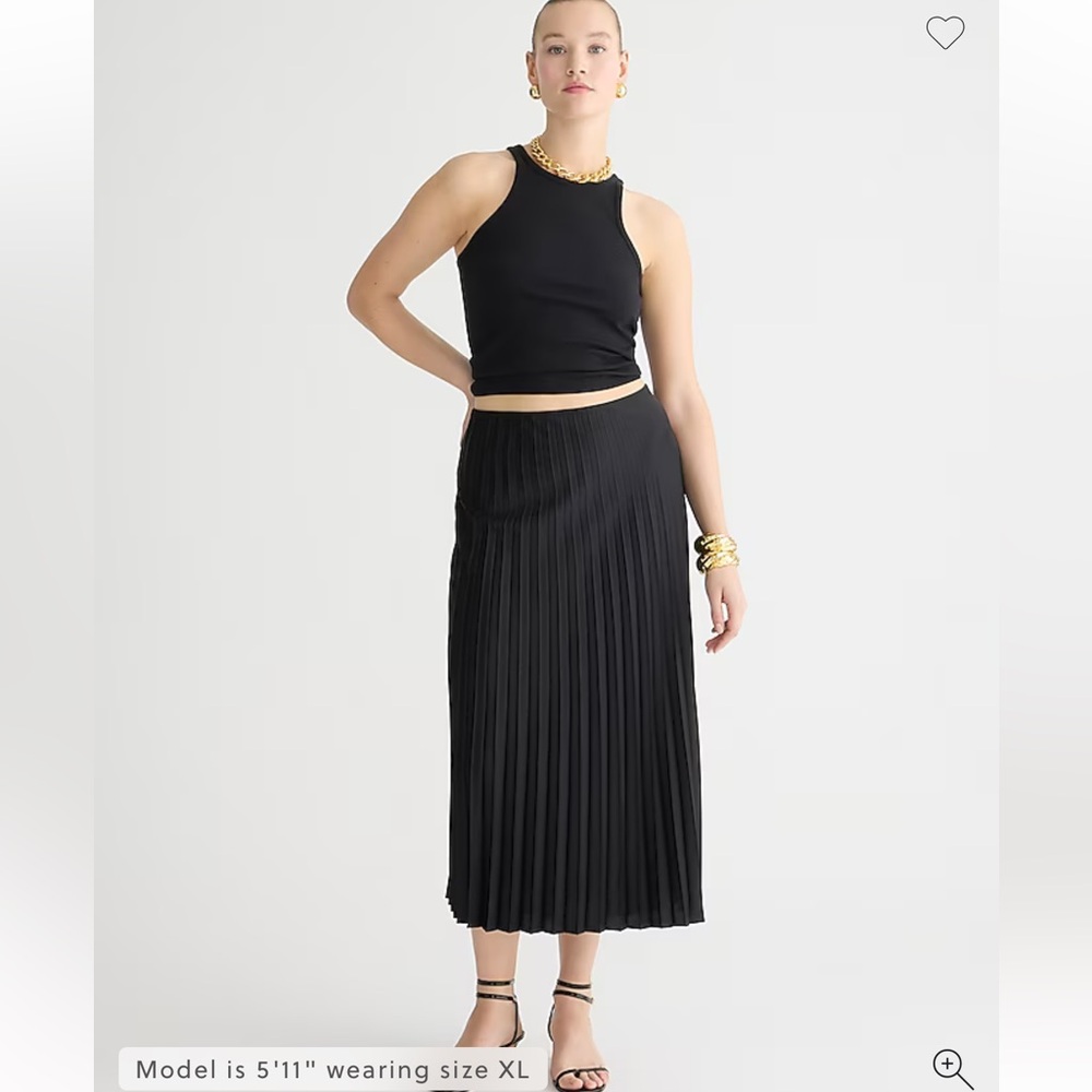 J. Crew Black Pleated Midi Skirt